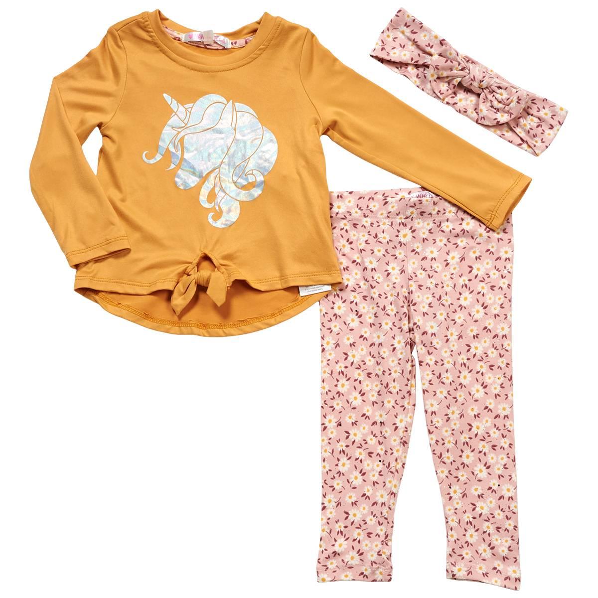 Toddler Girl Nanette 3pc. Unicorn Top & Floral Leggings Set