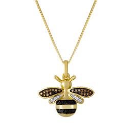 Diamond Classics(tm) Gold over Silver 1/10ctw. Bee Pendant