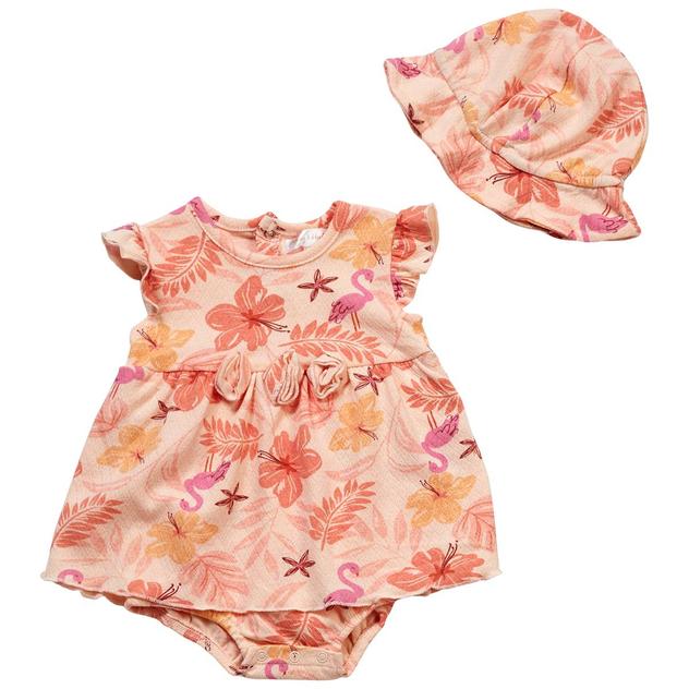 Baby Girl (NB-9M) Adley & Hudson® Tropical Bodysuit Dress w/ Hat