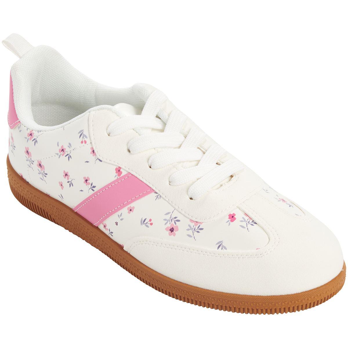 Womens Love 83 White/Pink Floral Fashion Sneakers