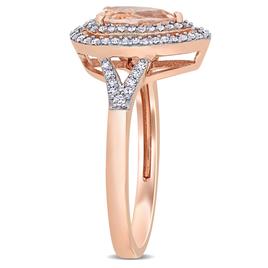 Gemstones Classics™ 14kt. Rose Gold Morganite Double Halo Ring