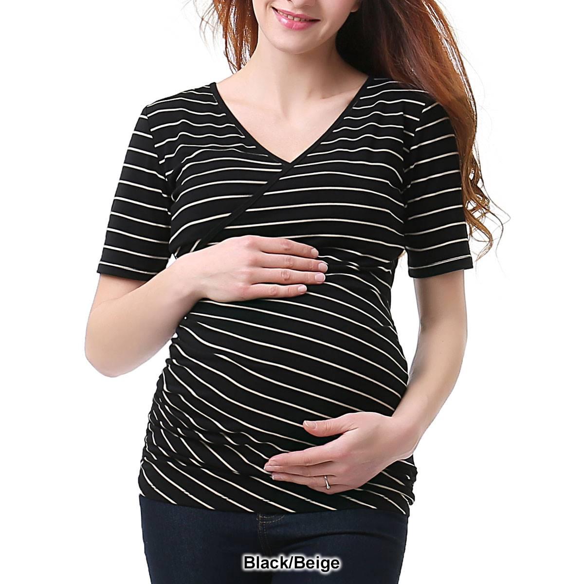 Womens Glow & Grow® Faux Wrap Stripe Maternity Nursing Top