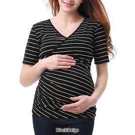 Womens Glow & Grow® Faux Wrap Stripe Maternity Nursing Top