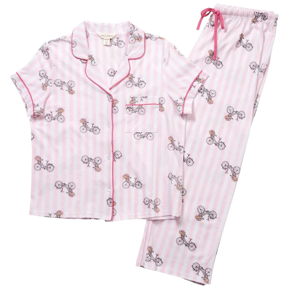 Womens Laura Ashley® Stripe Bicycles Capri Pajama Set