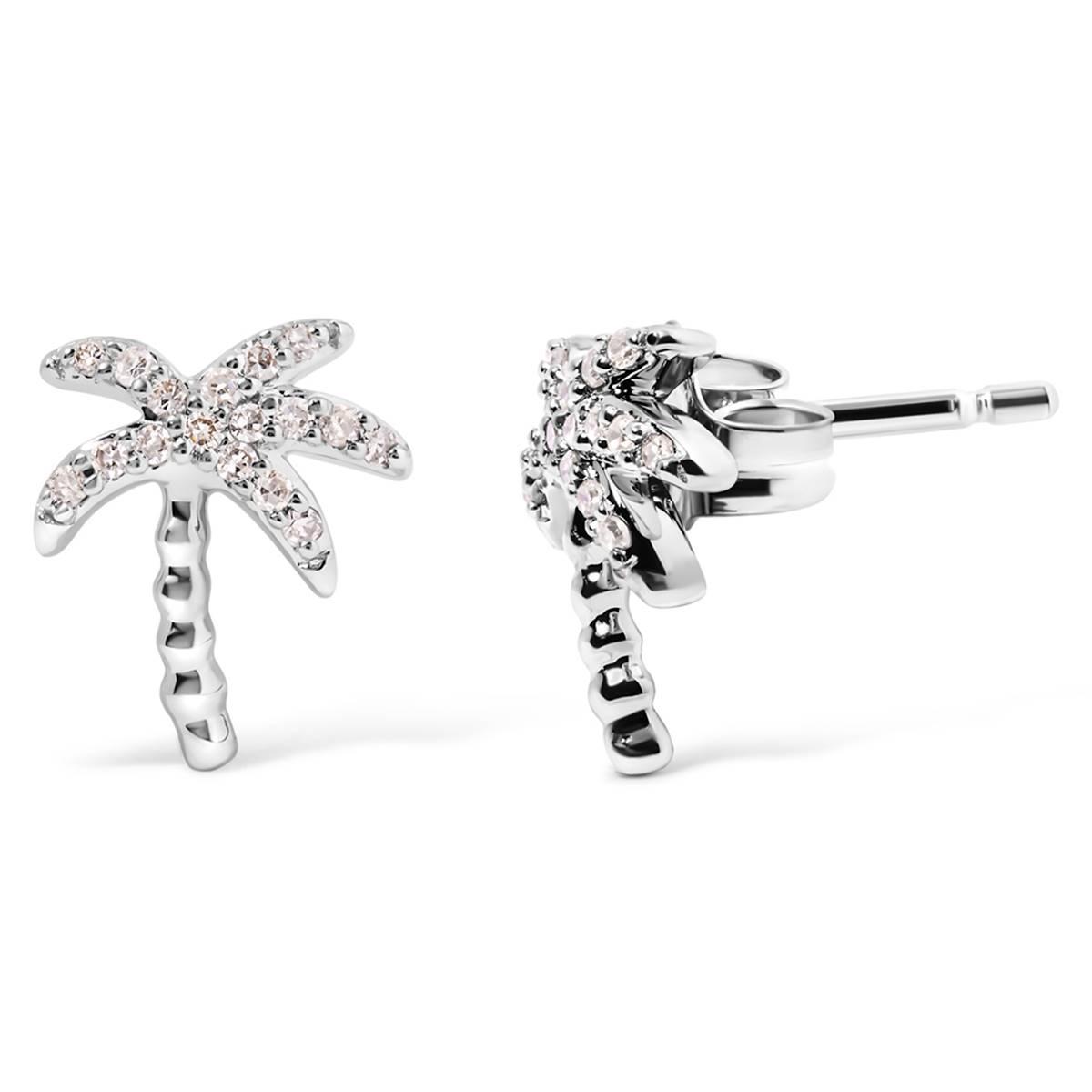 Haus of Brilliance 10kt. White Gold Diamond Palm Tree Earrings