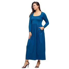 Womens 24/7 Comfort Apparel Empire Waist Pocket Maxi Dress