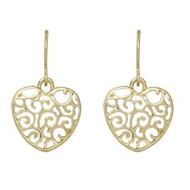 Freedom Nickel Free Gold Filigree Heart Drop Earrings