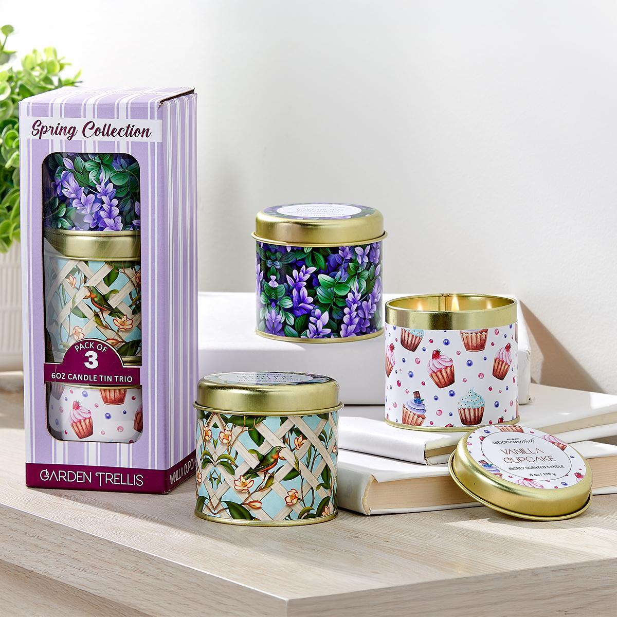 Spring 6oz. Tin Candles in Gift Box - Set of 3