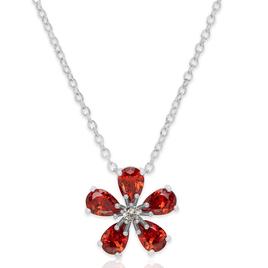 Silver Plated Lab Grown Orange Flower Pendant Necklace