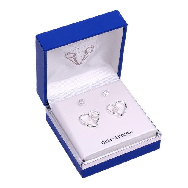 2pr. Silver-Tone CZ Earring Set