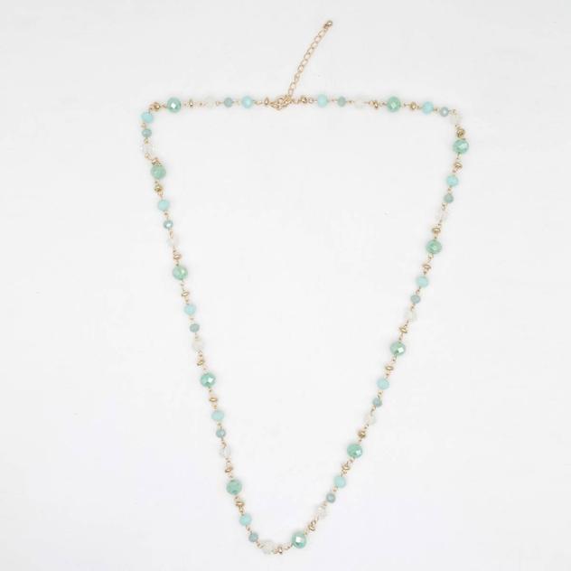 Ashley Cooper™ Gold Aqua Long Beaded Necklace