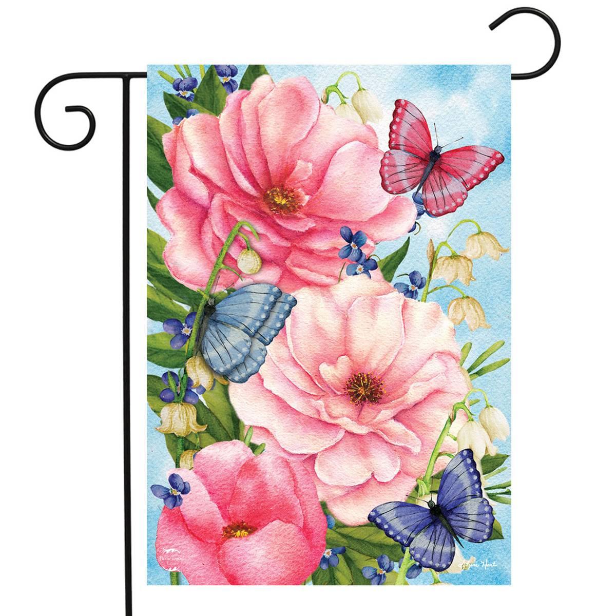 Briarwood Lane Pink Peonies Garden Flag