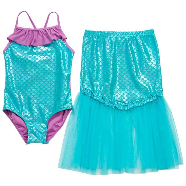 Girls (7-10) Floatimini® One Piece Iridescent Mermaid Swimsuit