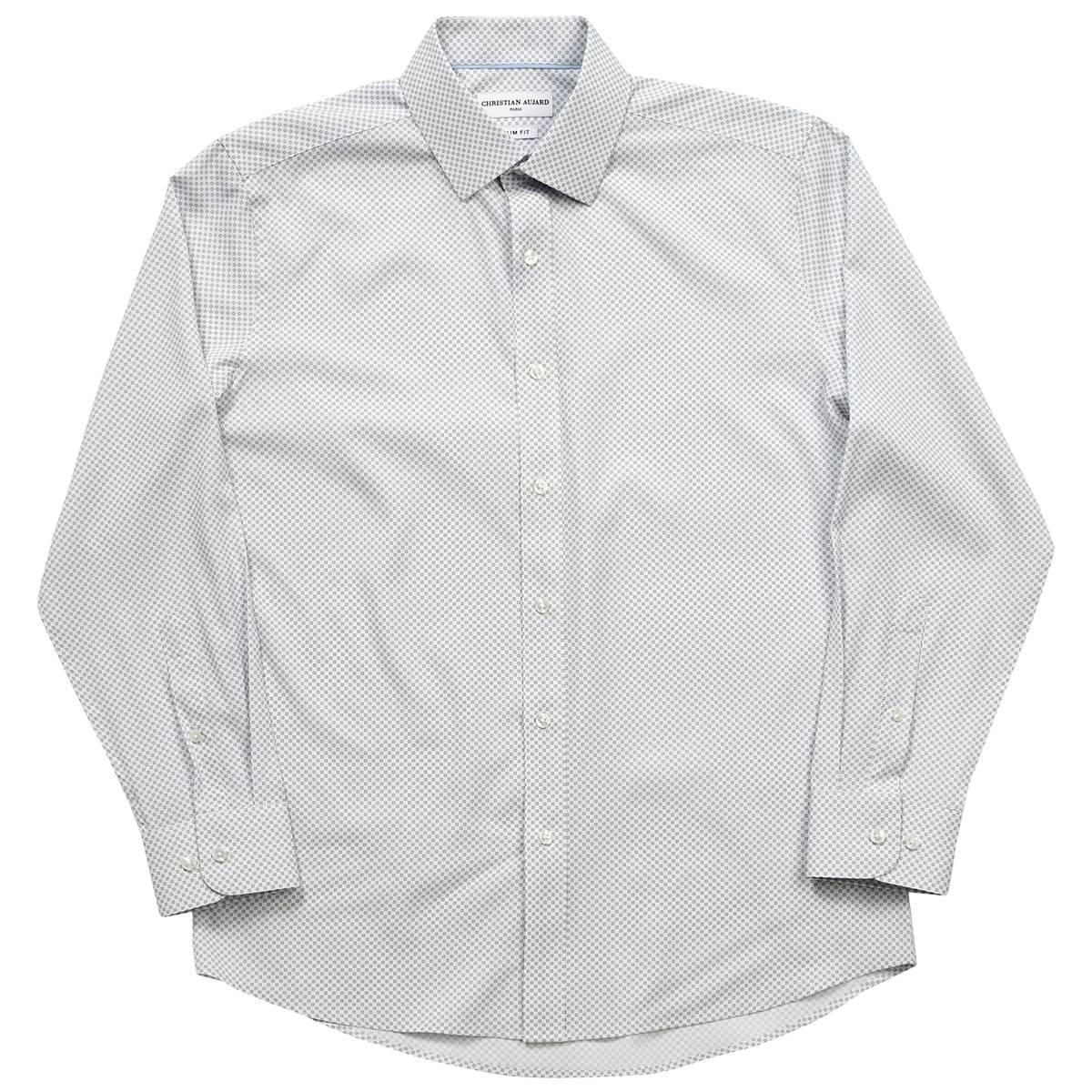 Mens Christian Aujard Slim Fit Geometric Dress Shirt - White