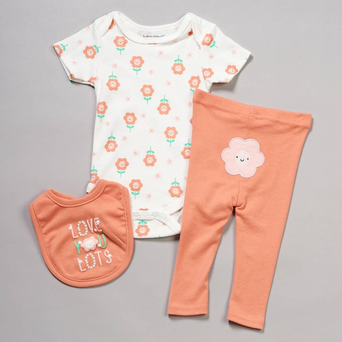 Baby Girl (NB-9M) baby views® 3pc. Love Lots Flower Bodysuit Set