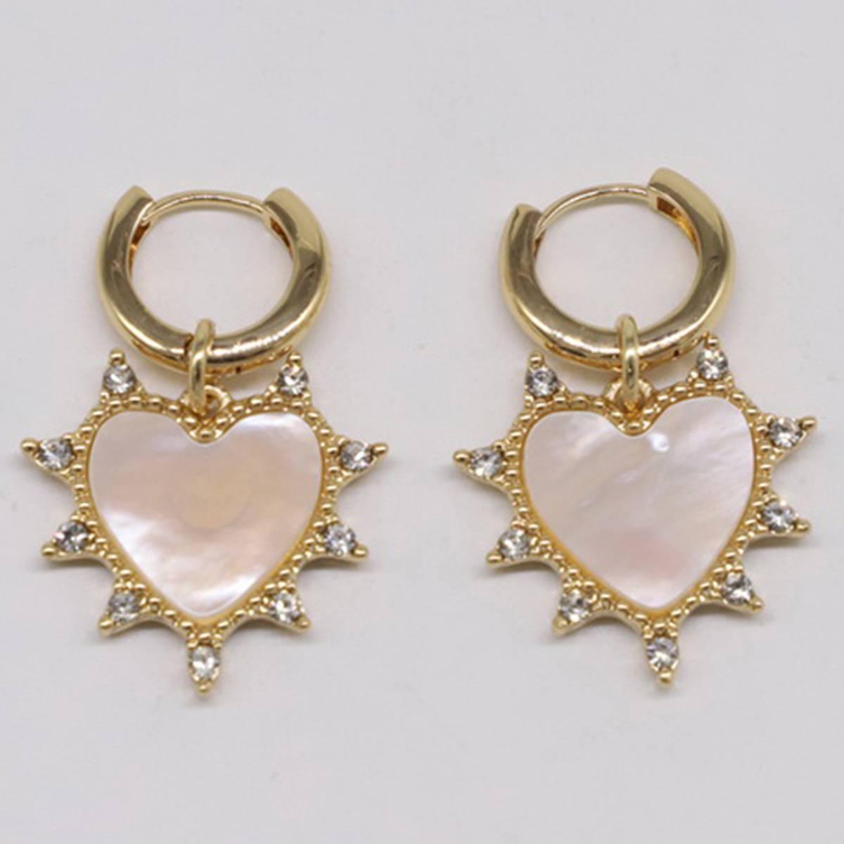 Ashley Gold-Tone Mother of Pearl Heart Charm Earrings