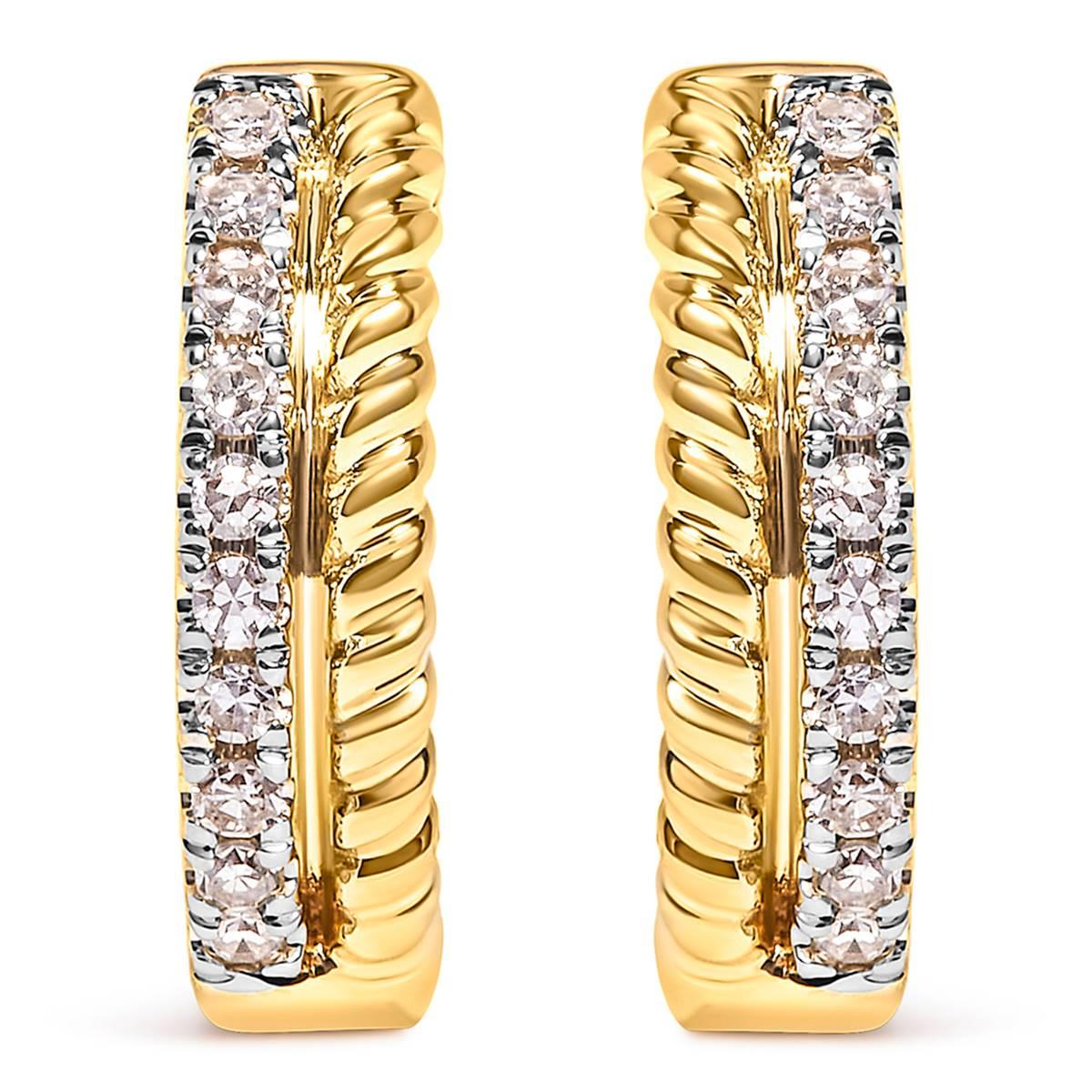 Haus of Brilliance 10kt. Gold 1/10ctw. Diamond Huggy Earrings