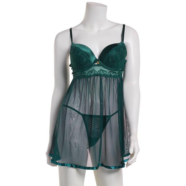 Womens Daisy Fuentes Embroidered Satin Babydoll