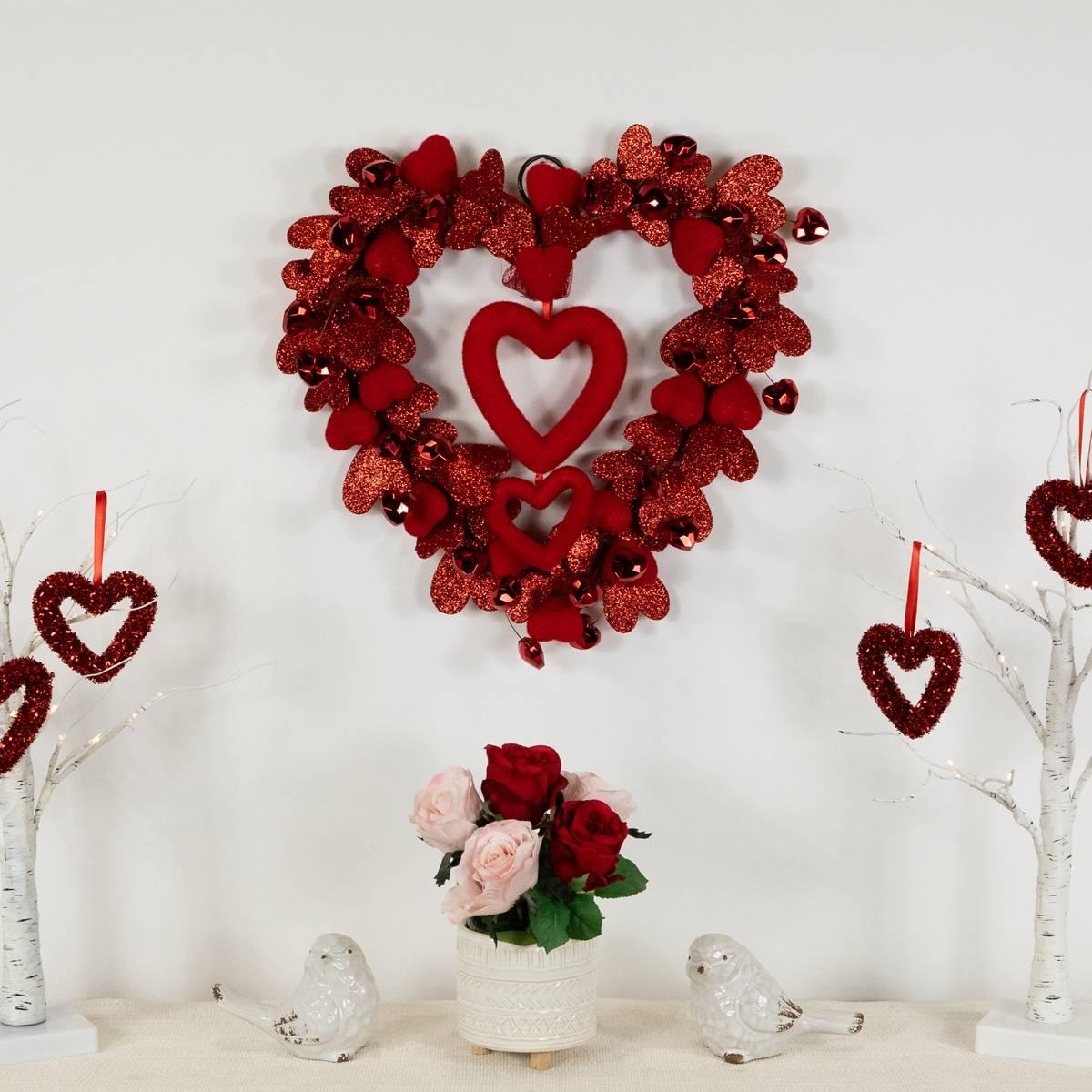 Northlight Seasonal Red Heart Glittered Valentine''s Day Wreath