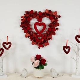 Northlight Seasonal Red Heart Glittered Valentine''s Day Wreath