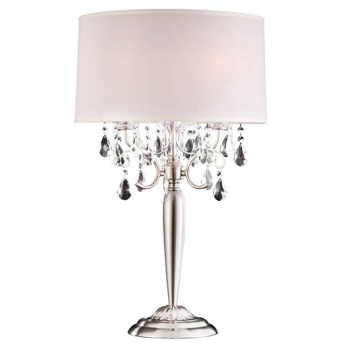 HomeRoots 29in. Chandelier Faux Crystal Table Lamp