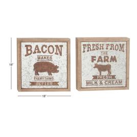 9th & Pike® Framed Cow and Pig Farmhouse Wall Signs - Set of 2