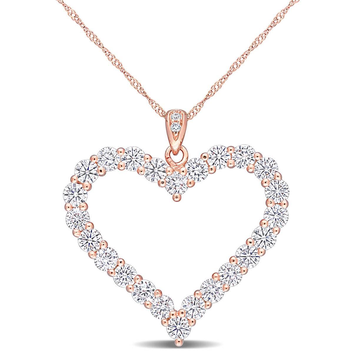 Sterling Silver 18kt. Rose Gold Dew Moissanite Pendant
