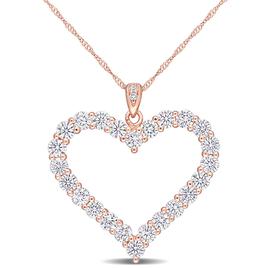 Sterling Silver 18kt. Rose Gold Dew Moissanite Pendant