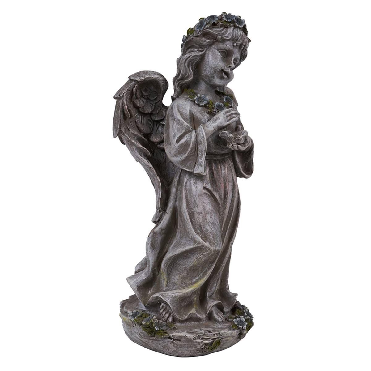 Hi-Line Gift Angel Child Holding Bird Garden Statue