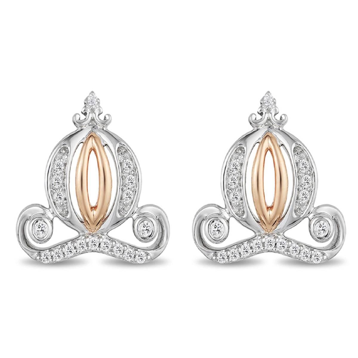 Enchanted Disney Sterling Silver & Rose Gold Cinderella Earrings