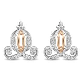 Enchanted Disney Sterling Silver & Rose Gold Cinderella Earrings