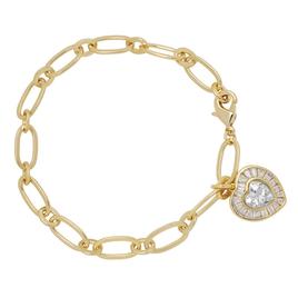 Gianni Argento Gold Plated 1/10ctw. Diamond Heart Charm Bracelet