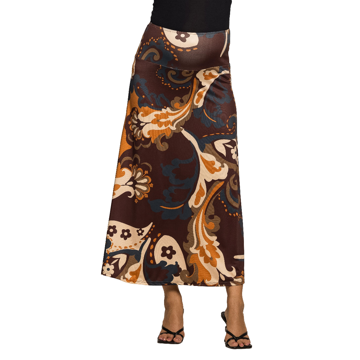 Plus Size 24/7 Comfort Apparel Elastic Waist Maternity Maxi Skirt