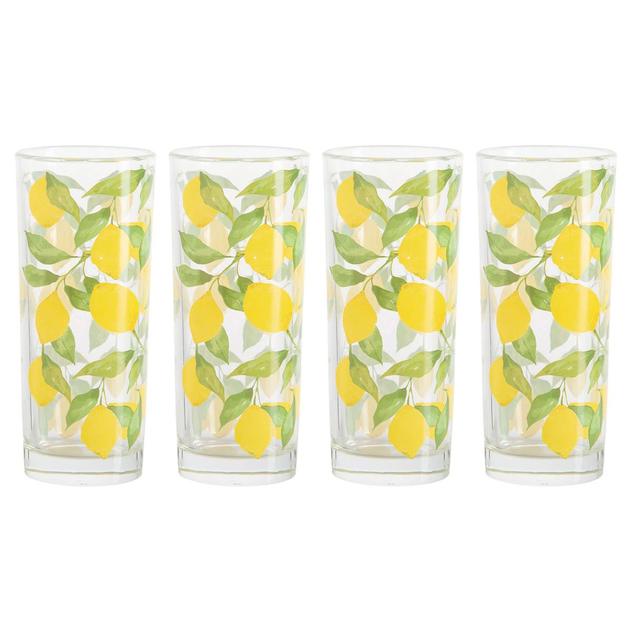 Home Essentials Set of 4 Lemon High Ball Glasses