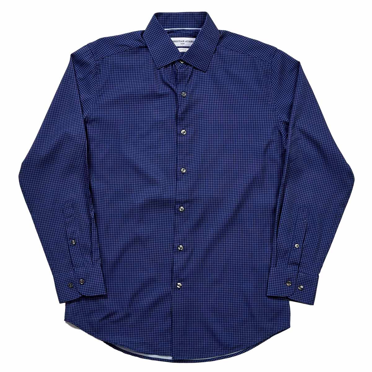Mens Christian Aujard Fitted Dress  Shirt - Navy Grid