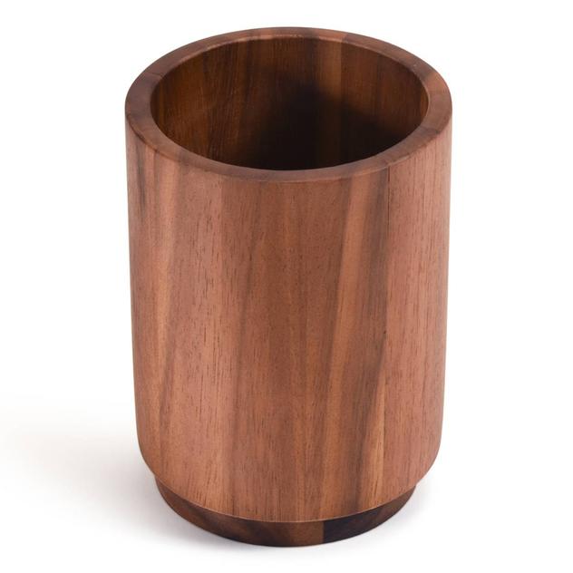 Kalmar Home Acacia Wood Rotating Lazy Susan Utensil Holder