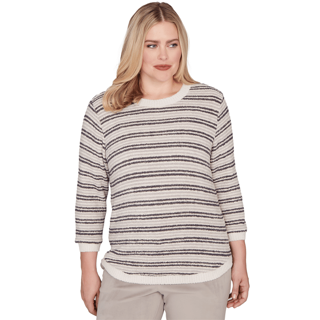 Petite Alfred Dunner Calm Luxe Stripe Eyelash Sweater