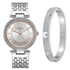 Womens Jessica Simpson Crystal Watch & Bracelet Set - JSB8018SL
