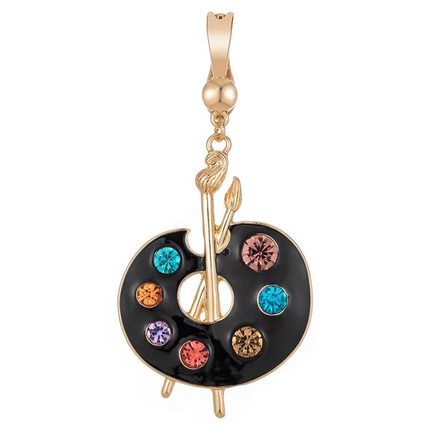 Wearable Art Black Paint Palette with Brush Enhancer Pendant