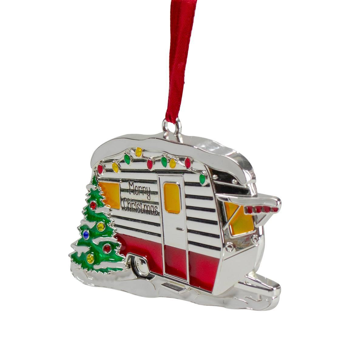 Northlight Plated Camper with European Crystals Christmas Orname