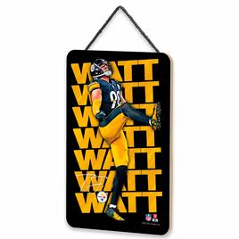 Open Road Steelers #90 TJ Watt Hanging Wood Sign