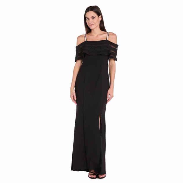 Womens R&M Richards Cold Shoulder Sculpted Panel Evening Gown