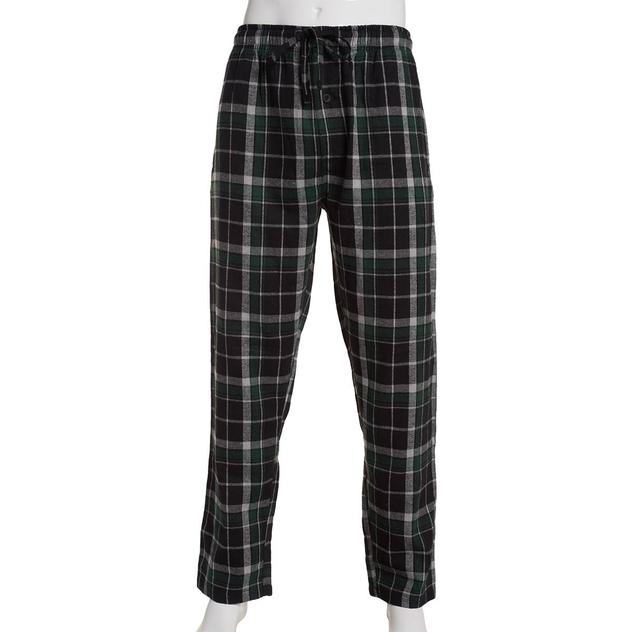 Mens Preswick & Moore® Flannel Plaid Sleep Pants - Black/Green