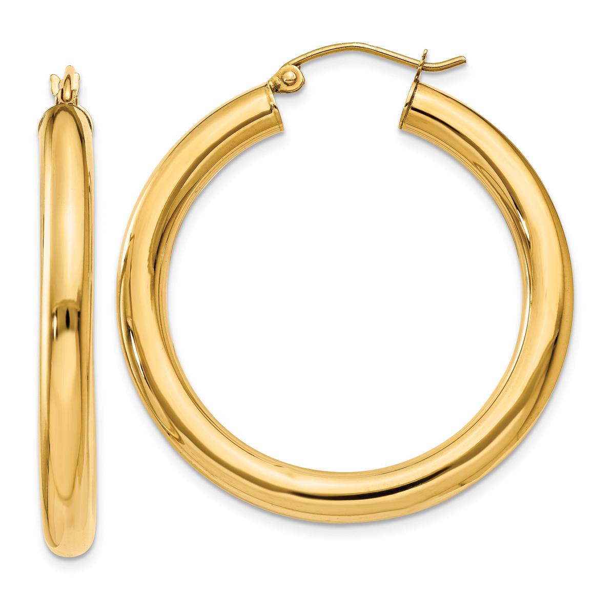 Gold Classics(tm) 14kt. Gold 35mm Tube Hoop Earrings