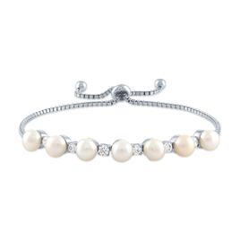 Gemstones Classics(tm) Pearl & White Sapphire Bolo Bracelet