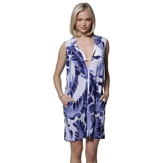 Womens J Valdi Palmera Sleeveless Zip Hoodie Swim Cover Up