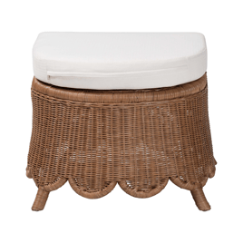 bali & pari Detta Natural Rattan Footstool with Cushion