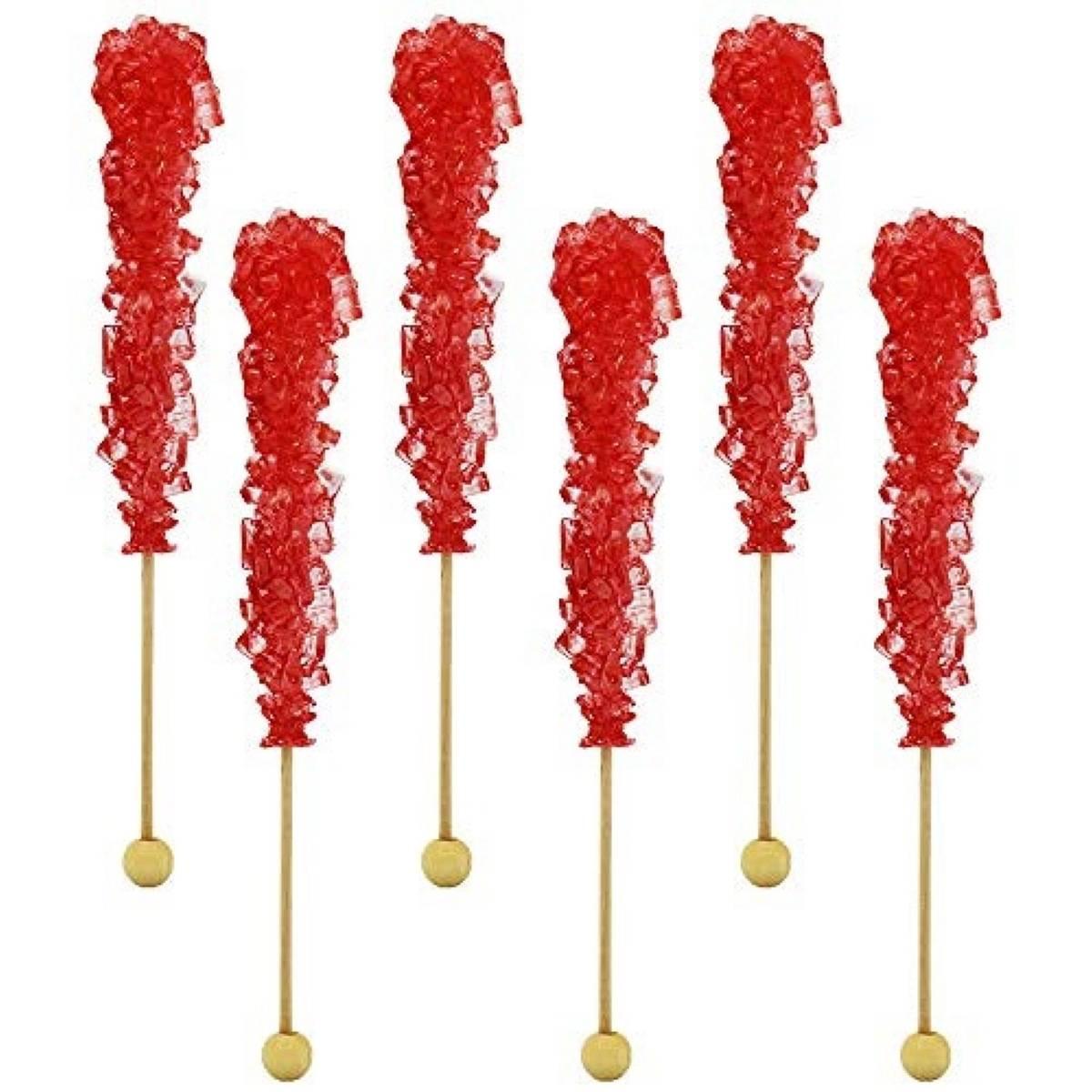 Boscov''s 6pc. Wrapped Strawberry Flavored Rock Candy on a Stick
