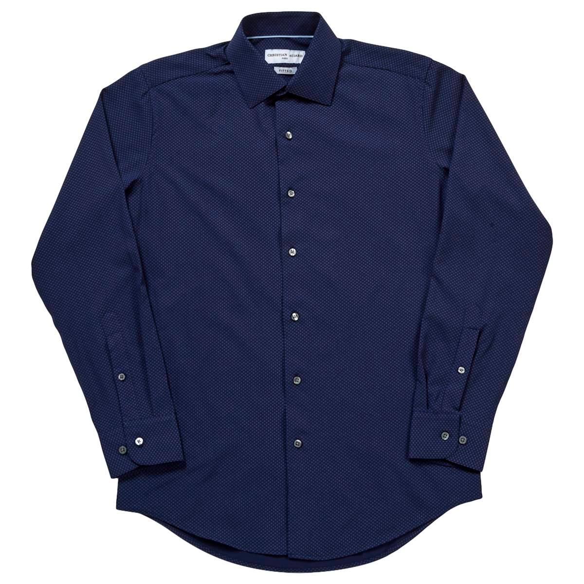Mens Christian Aujard Fitted Dress Shirt - Navy/White