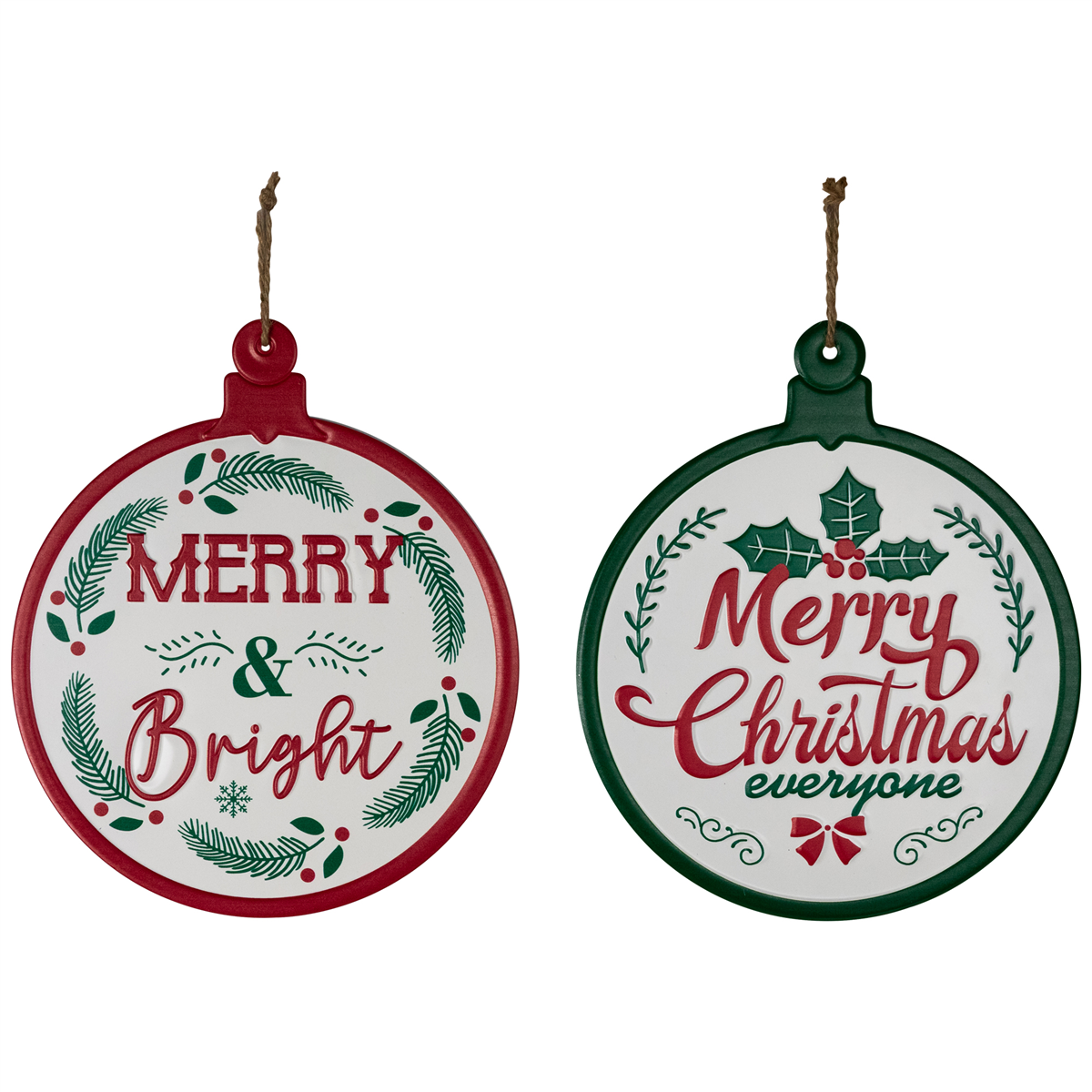 Northlight Merry & Bright Ornament Christmas Wall Signs Set of 2